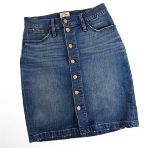 J.Crew Womens Sz 26 Button Front Stretch Denim Pencil Skirt
